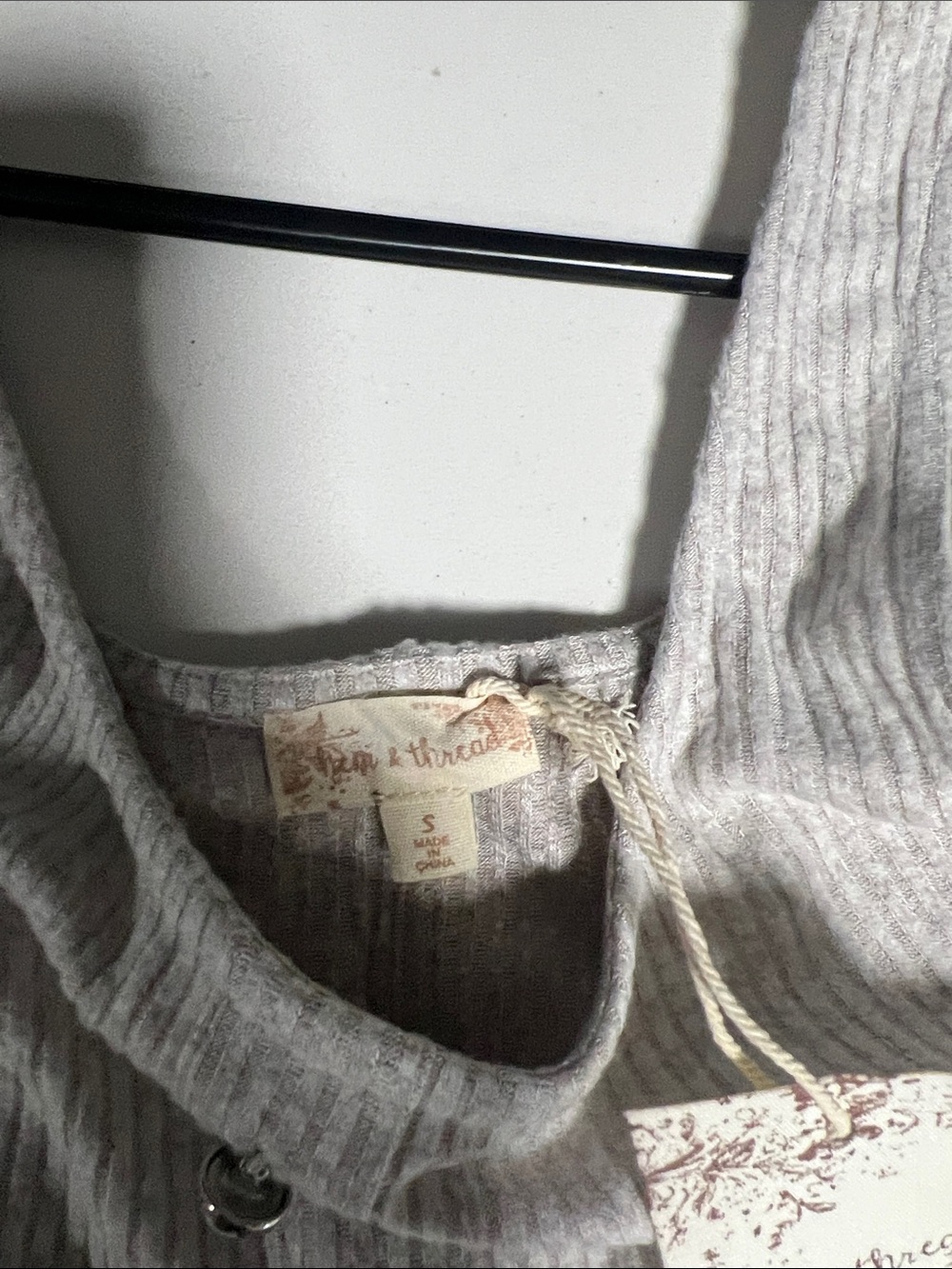Hem & Thread Light Gray Ribbed Tank with Button Henley - Picture 3 of 3